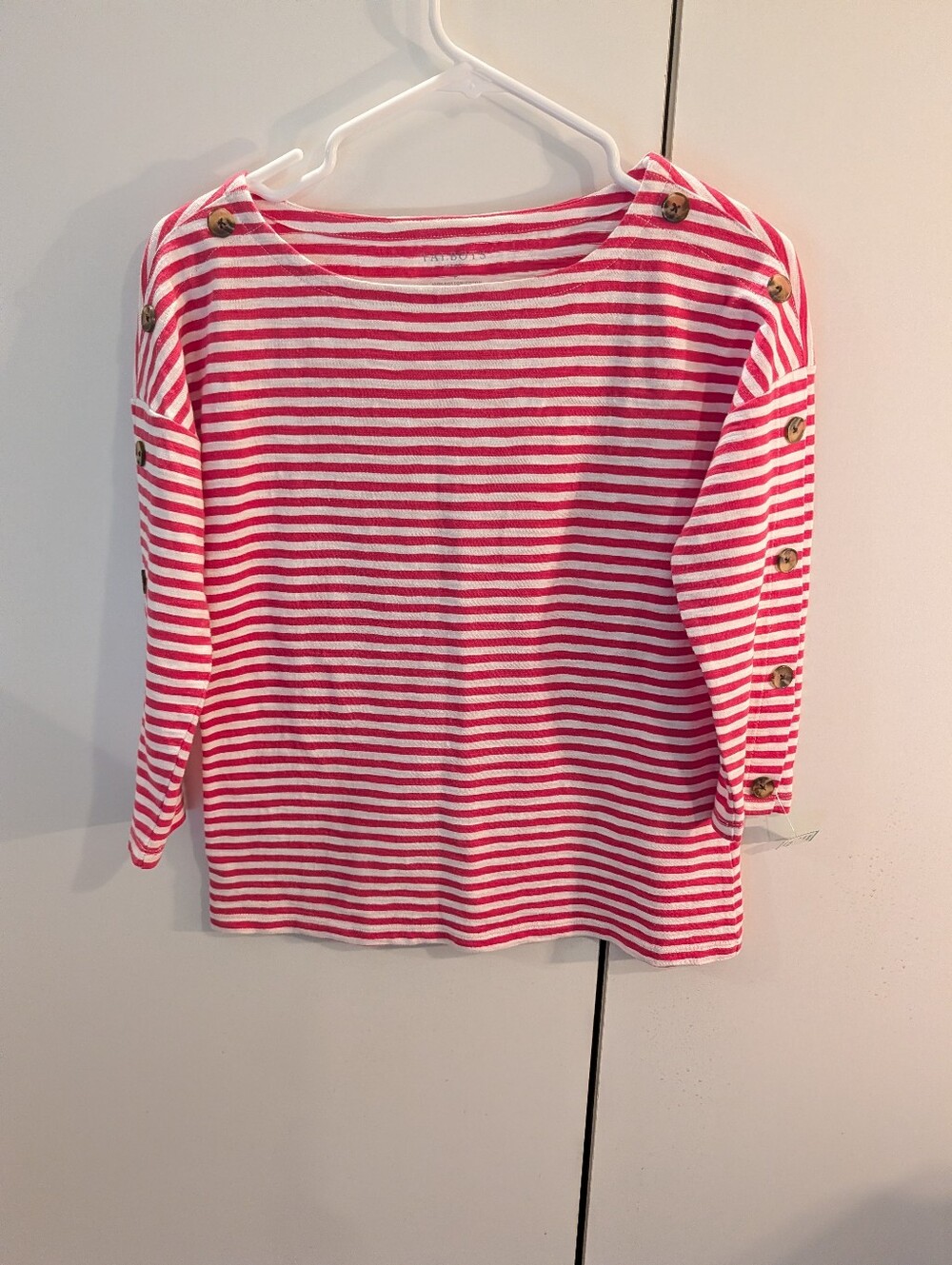 Talbots Woman's P Pink and White Striped Cotton Top
